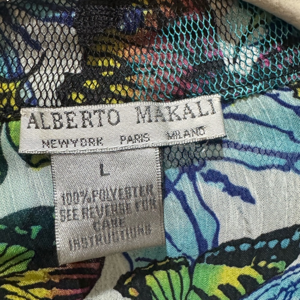Alberto Makali Multicolor Butterfly Mesh Jacket Top Size L Vintage Designer - Picture 10 of 13